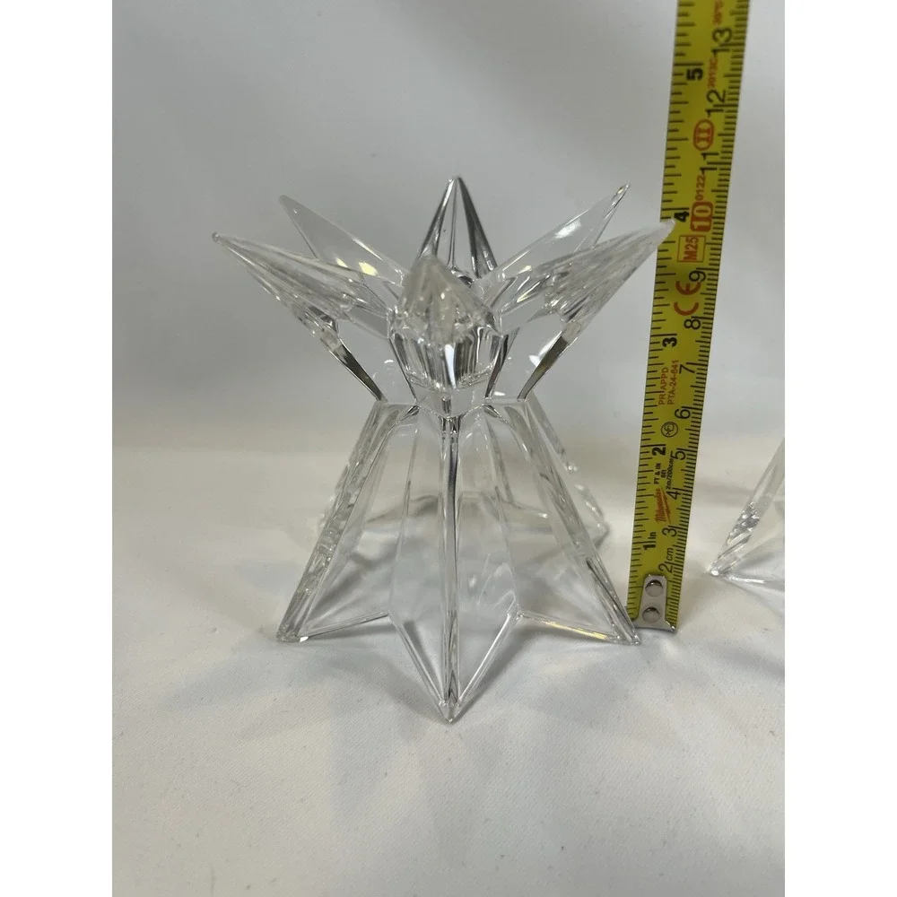 Star Shaped Footed Glass Candle Holders Set Of 2 Celestial Decor Abstract
